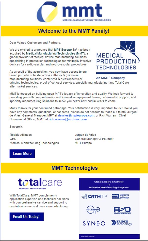 MMT acquires MPT Europe BV